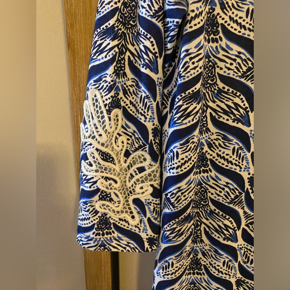 Lilly Pulitzer Womens 3/4 Sleeve Beach Coral Reef Navy Dress- Medium - Picture 2 of 5